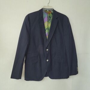 Kroon Navy Pinstripe Jacket Blazer Mens 42R Cotton Blend Unstructured Sport Coat